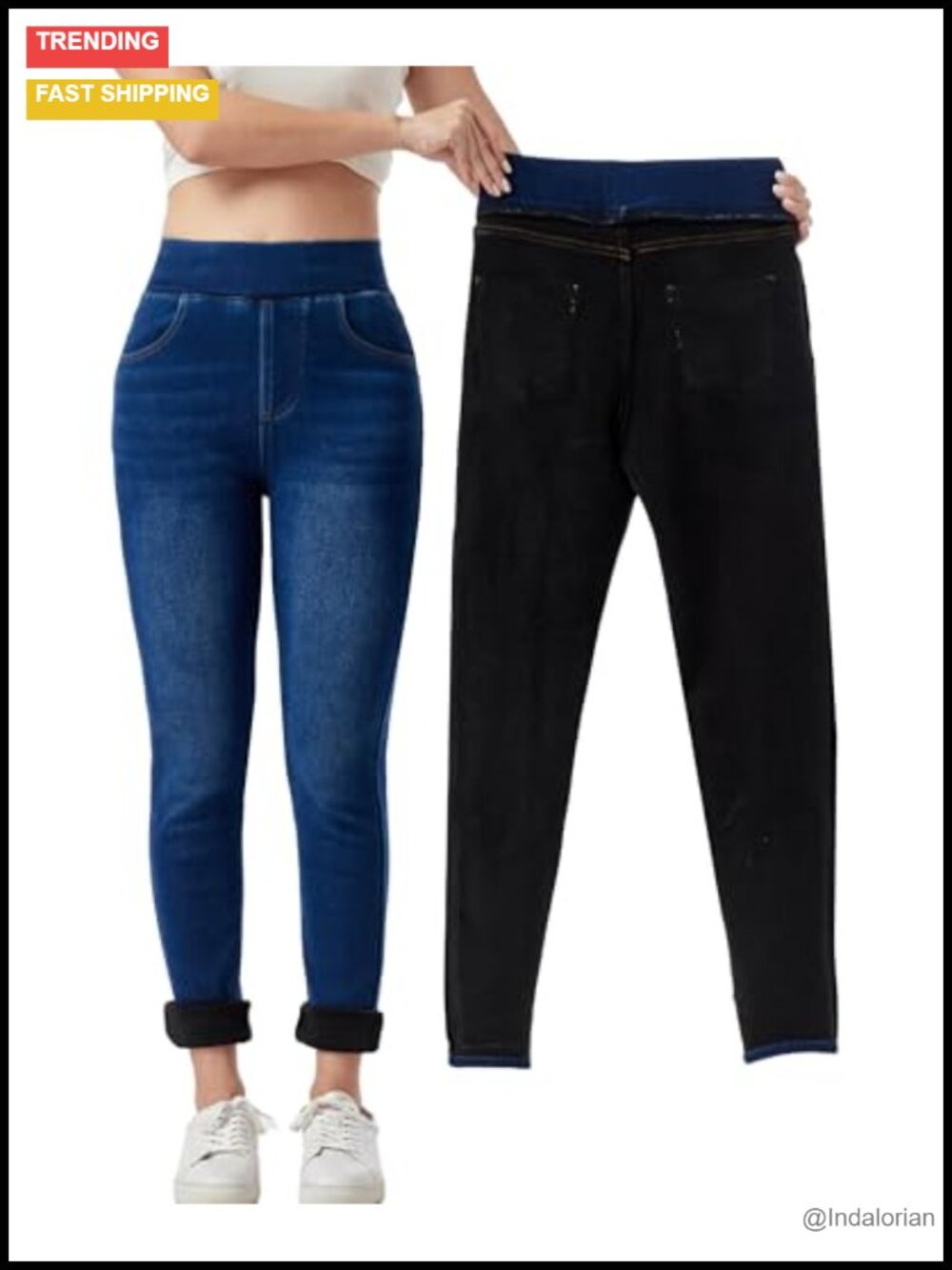 Fleece Lined High Waisted Skinny Jeggings Tummy Control Thermal Winter Pants